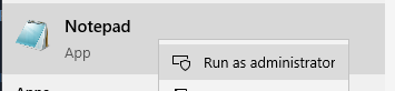 Running Notepad as administrator