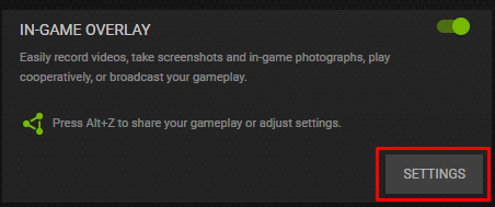 In-Game Overlay settings button