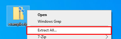 The extract all option in Windows