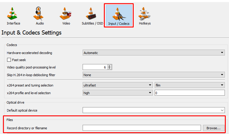 how to change preferences in vlc