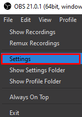 OBS settings button