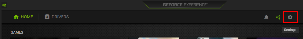 GeForce Experience settings button