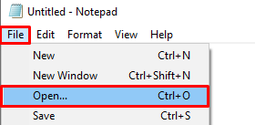 Notepad Open option